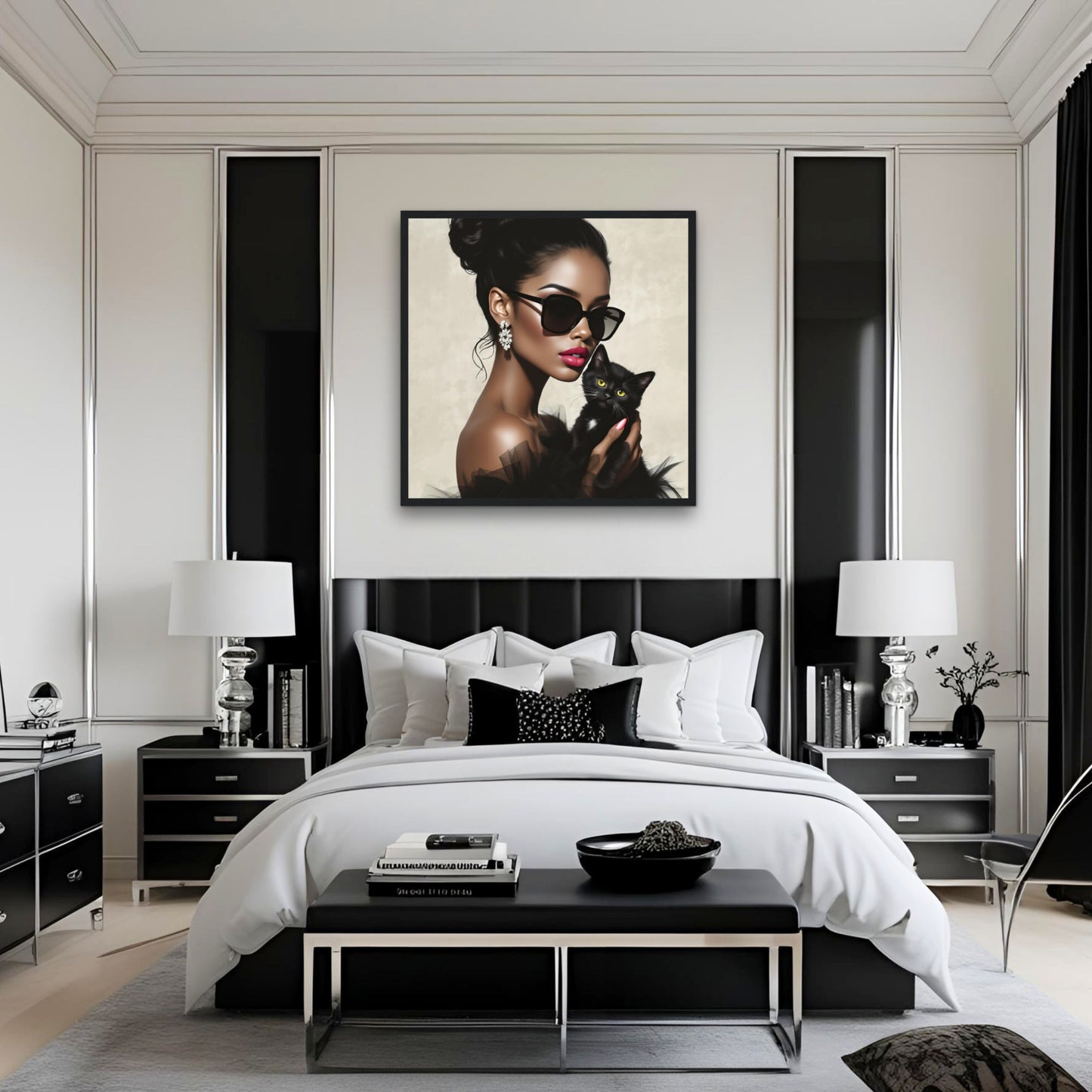 Retro Glam Fashion Model Kitten Art Print