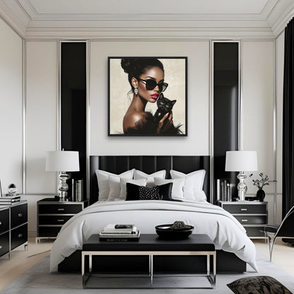 Retro Glam Fashion Model Kitten Art Print