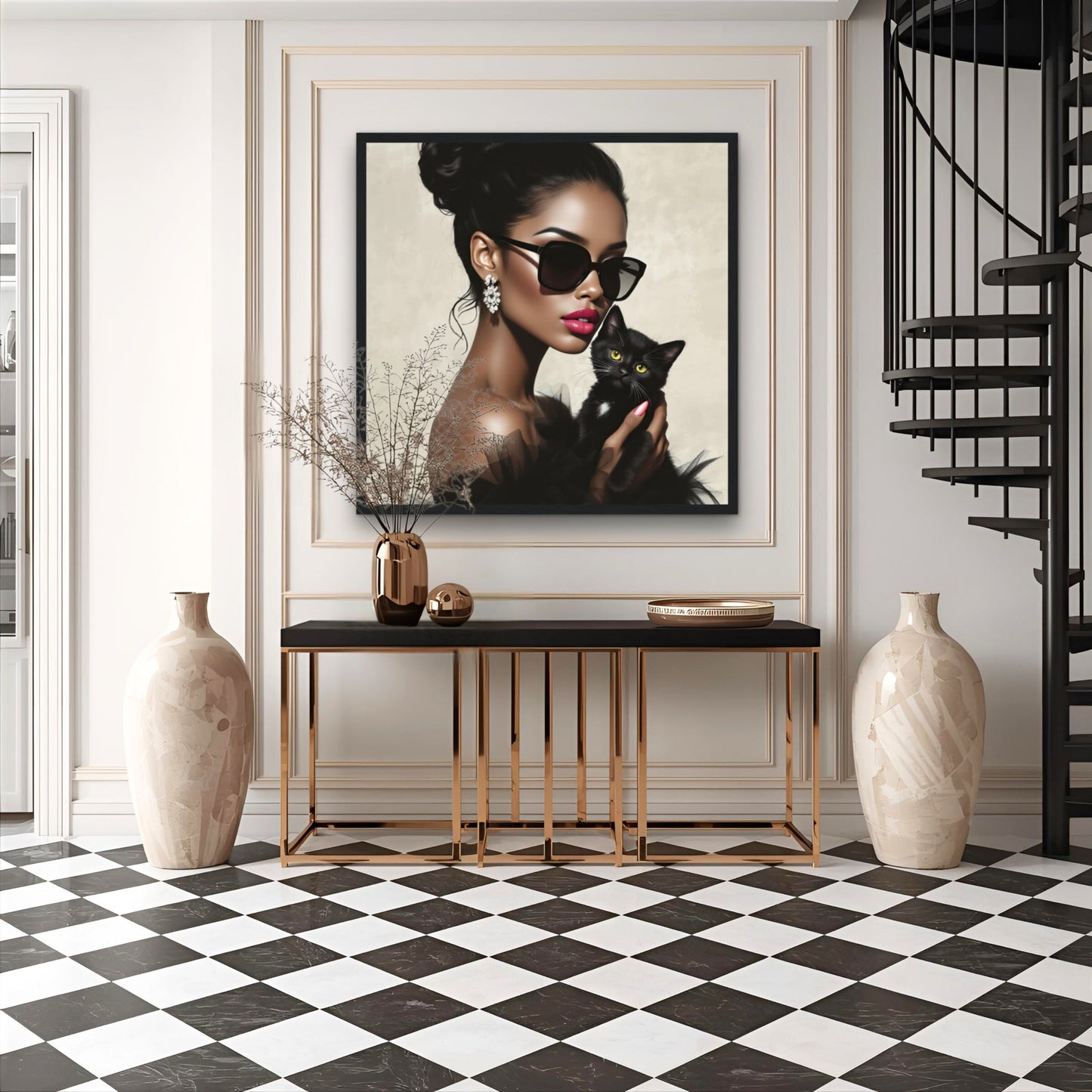 Retro Glam Fashion Model Kitten Art Print