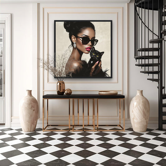 Retro Glam Fashion Model Kitten Art Print