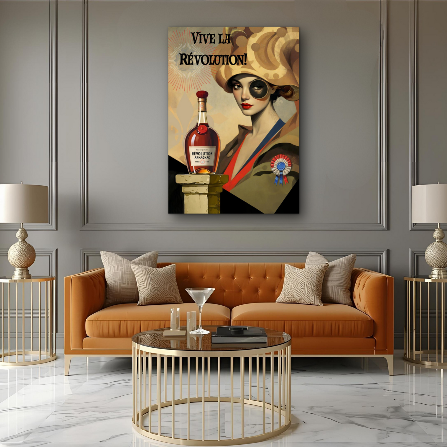 Vintage French Revolution Cognac Art Print Light Wood Frame 30x45 cm 12x18″ Premium Matte Paper Wooden Framed Poster