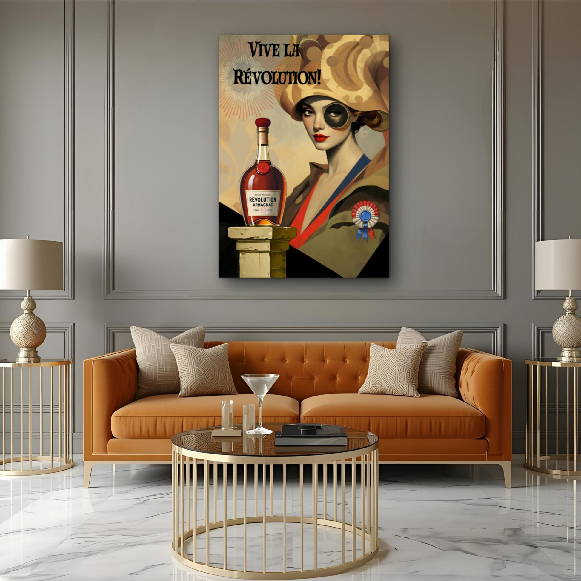 Vintage French Revolution Cognac Art Print Light Wood Frame 30x45 cm 12x18″ Premium Matte Paper Wooden Framed Poster