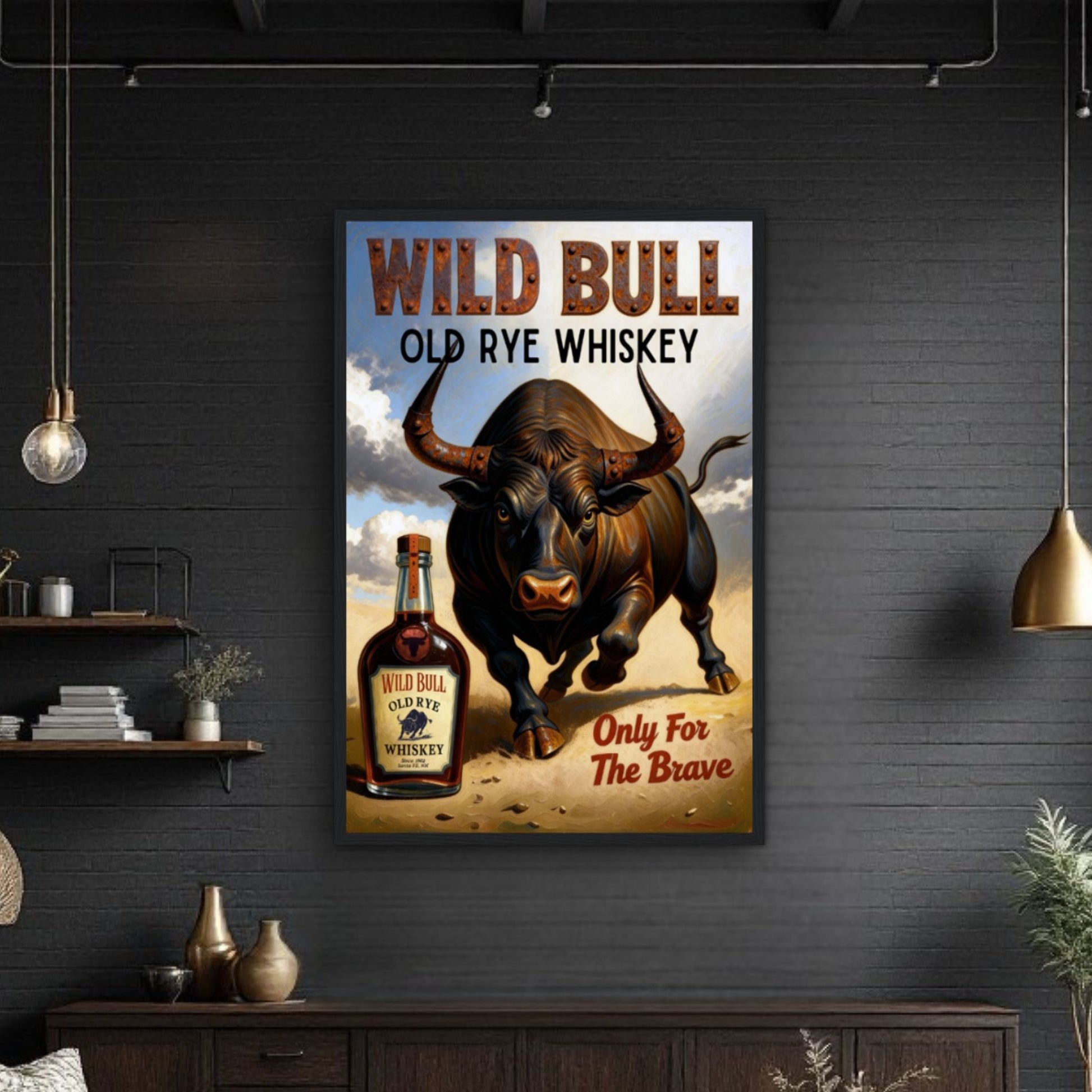 Wild Bull Old West Rye Whiskey Poster Print