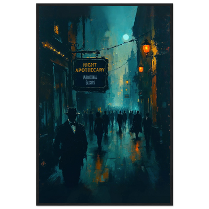 Prohibition Speakeasy Moody Nightlife Art Print 60x90 cm 24x36″ Premium Matte Paper Wooden Framed Poster Black Wood Frame
