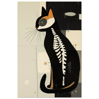 Modern Cat Skeleton Abstract Art Poster Print No Frame 60x90 cm 24x36″ Museum-Quality Matte Paper Poster