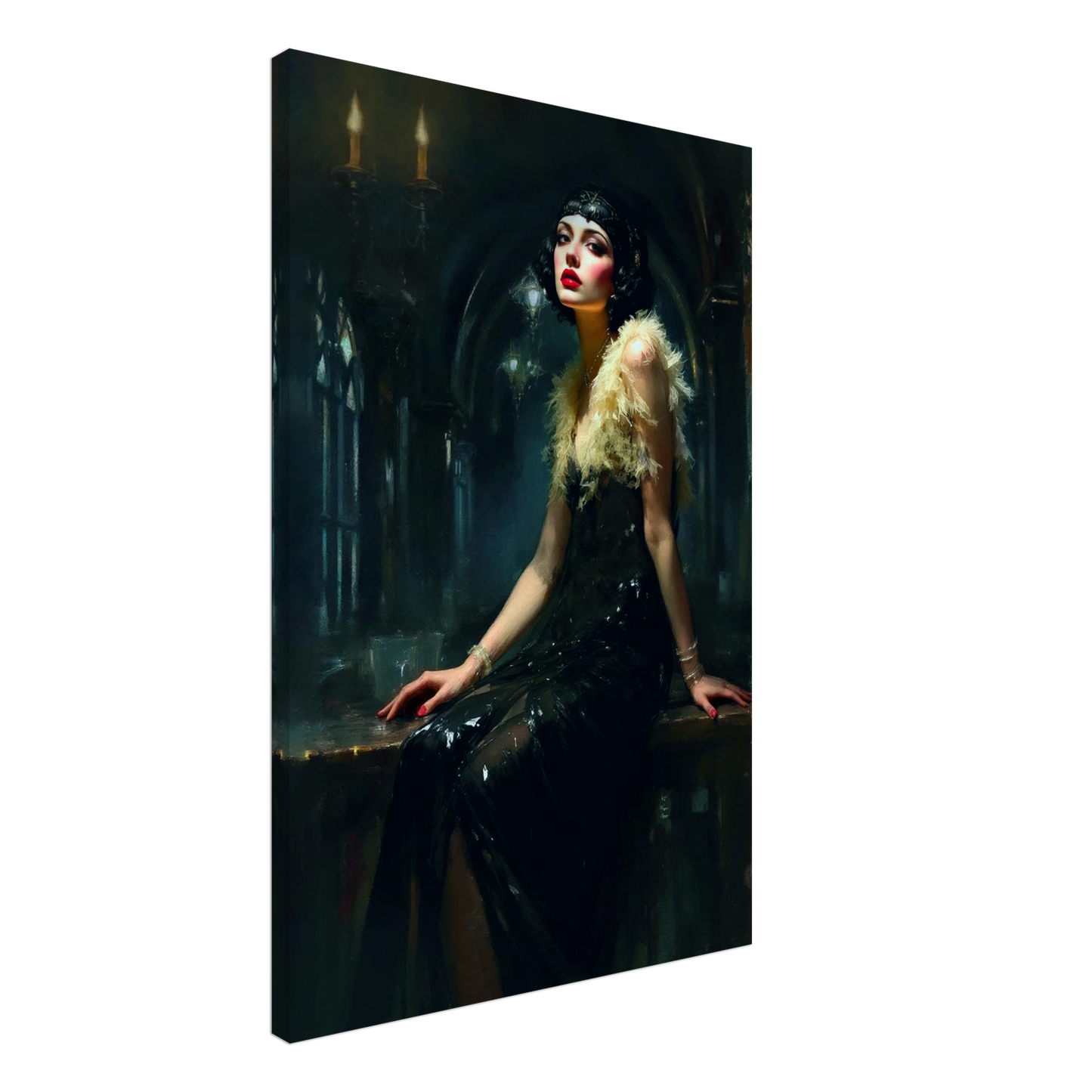 Speakeasy 1920s Flapper Art Print 60x90 cm 24x36″ Gallery Wrapped Canvas No Frame
