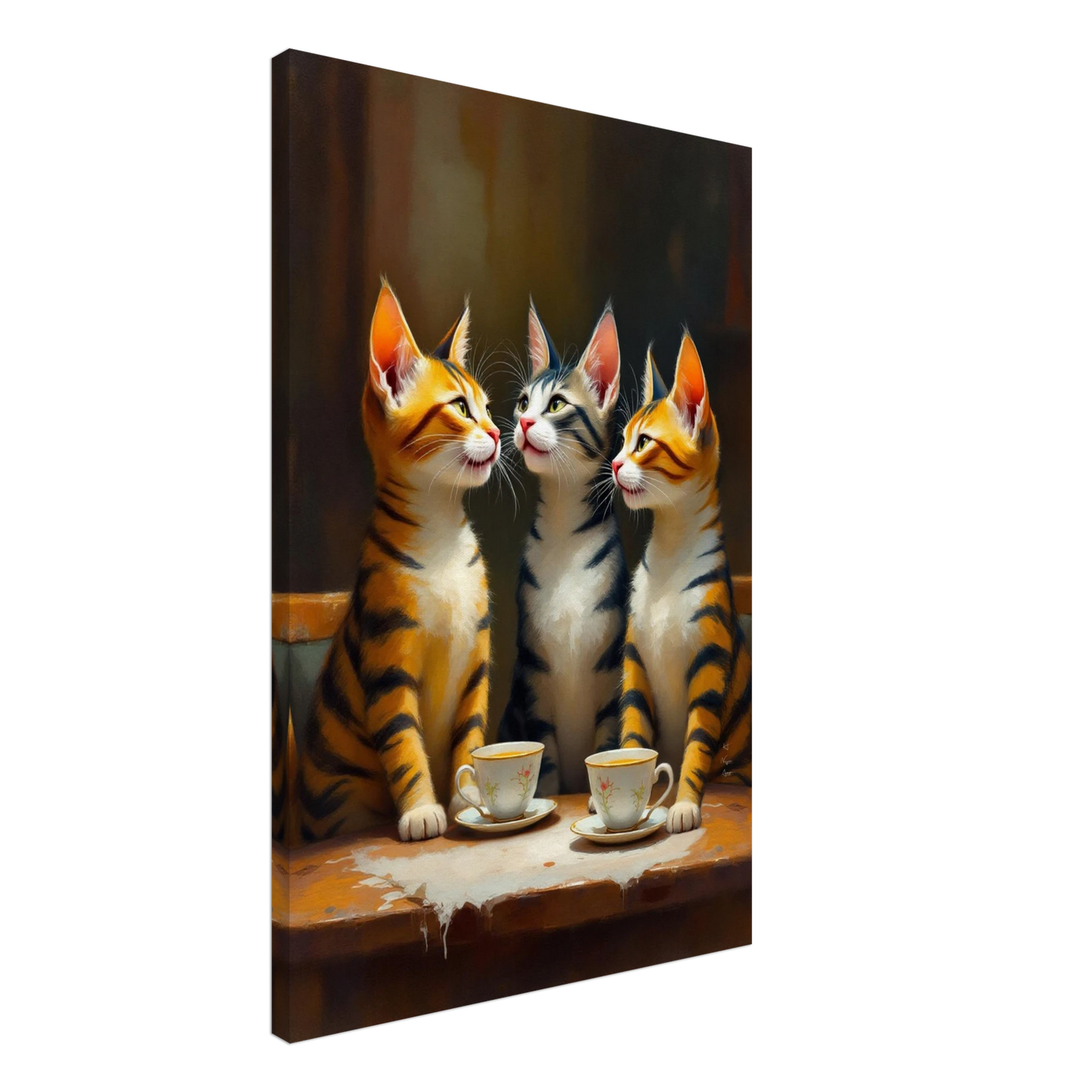 Tabby Cat Vintage Kitchen Art Print 60x90 cm 24x36″ Gallery Wrapped Canvas No Frame