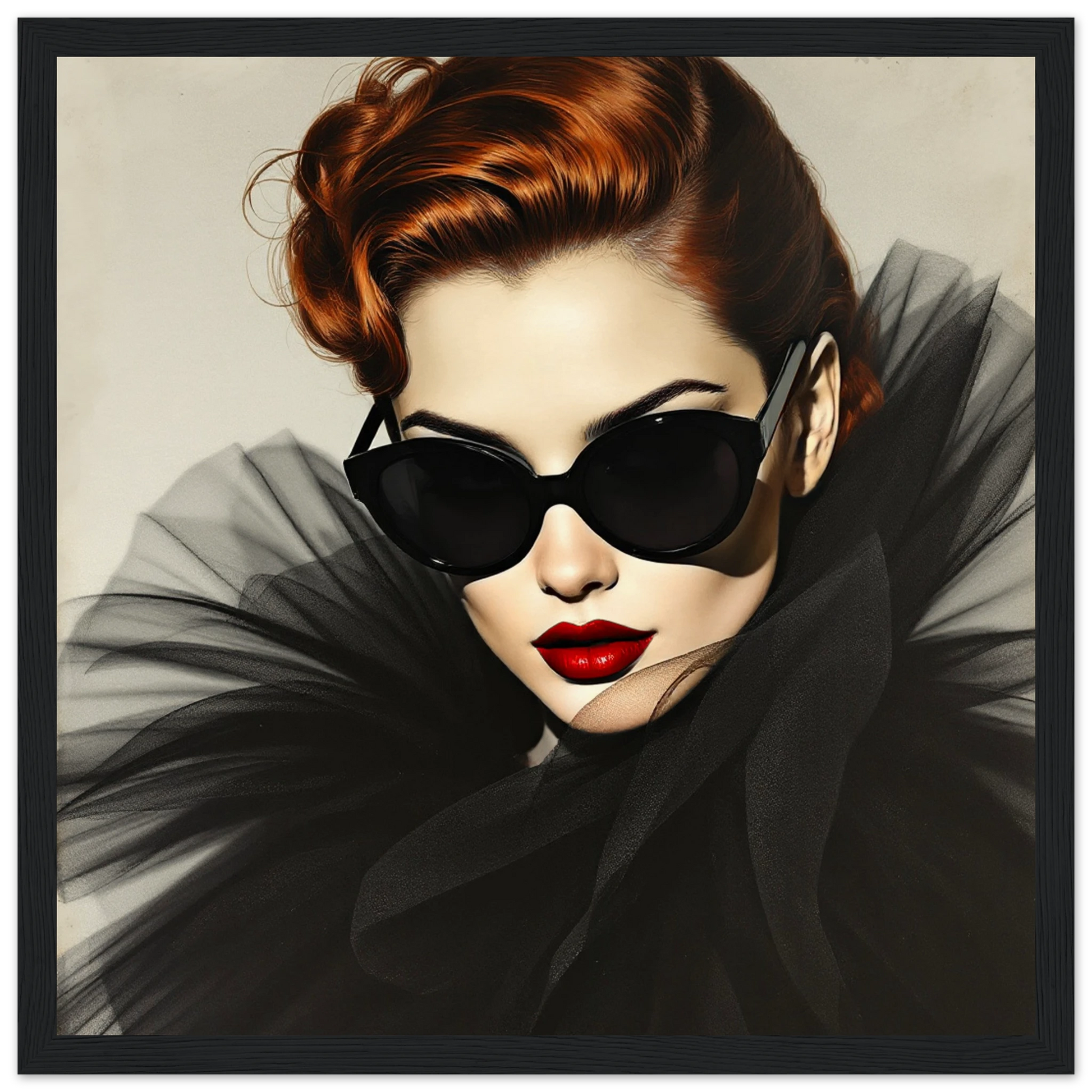 Femme Fatale Paris Runway Fashion Art Print 30x30 cm 12x12″ Museum-Quality Matte Paper Wooden Framed Poster