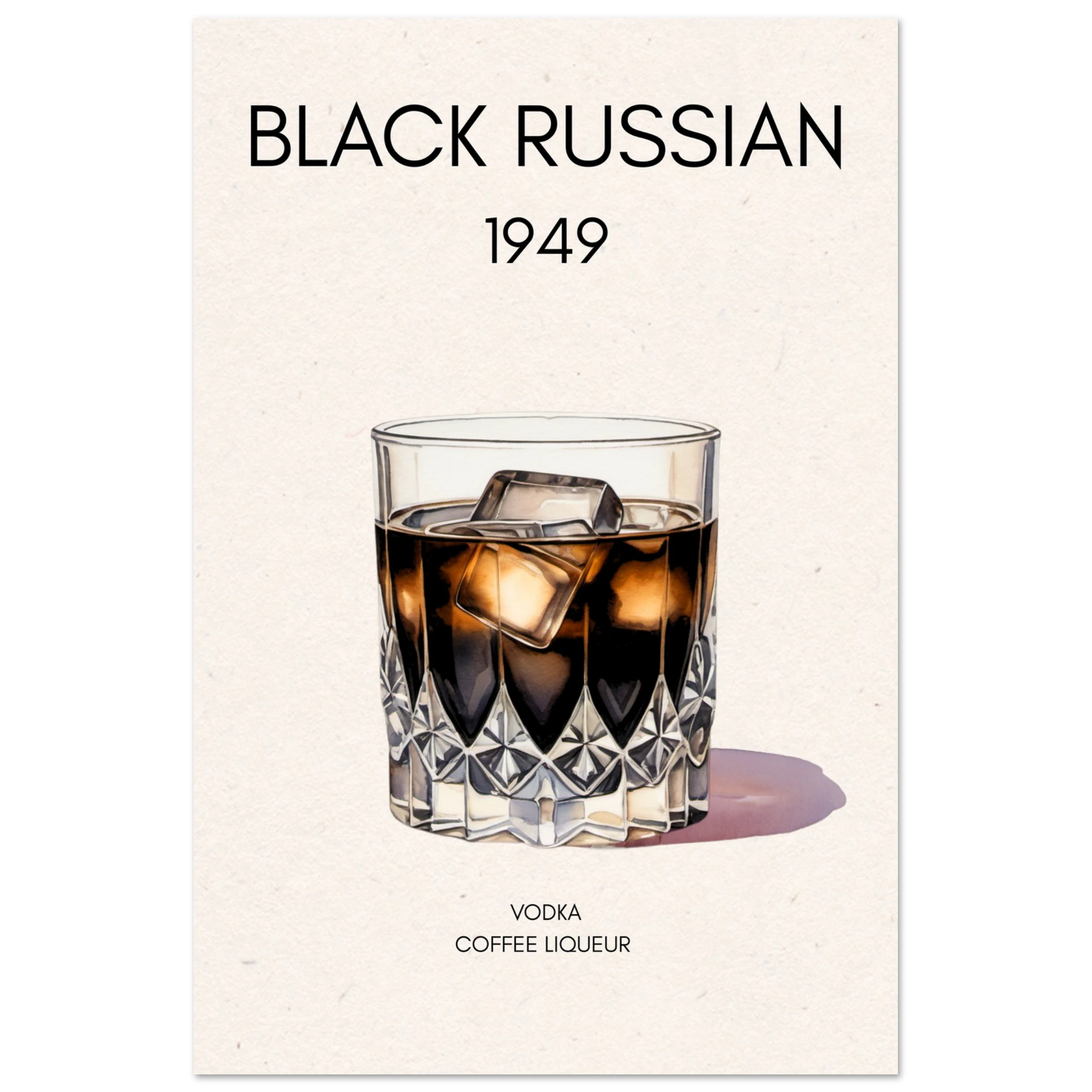 Black Russian Cocktail Bar Art Print No Frame 60x90 cm 24x36″ Classic Matte Paper Poster