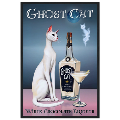 White Cat Chocolate Martini Cocktail Bar Art Print 40x60 cm 16x24″ Museum-Quality Matte Paper Wooden Framed Poster Black Wood frame