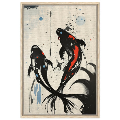 Modern Koi Fish Ocean Art Print 60x90 cm 24x36″ Framed Canvas Light Wood Frame