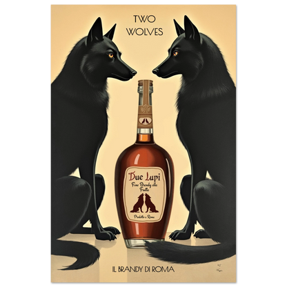 Two Wolves Italian Cocktail Bar Art Print 40x60 cm 16x24″ Classic Matte Paper Poster No Frame