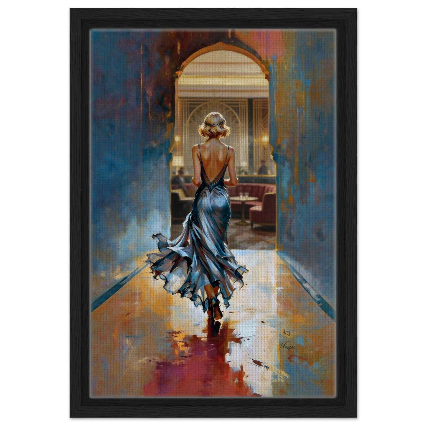 1920s Speakeasy Gatsby Flapper Art Deco Print 40x60 cm 16x24″ Museum-Quality Matte Framed Poster Black Wood Frame