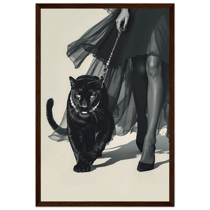Retro Fashion Model Panther Art Print Dark Brown Wood Frame 30x45 cm 12x18″ Classic Matte Paper Wooden Framed Poster