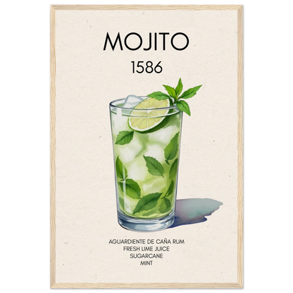 Mojito Cocktail Bar Art Print Light Wood Frame 40x60 cm 16x24″ Museum-Quality Matte Paper Wooden Framed Poster