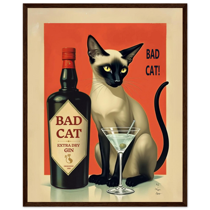 Siamese Cat Gin Martini Cocktail Art Print 27x35 cm 11x14″ Gallery Wrapped Canvas No Frame