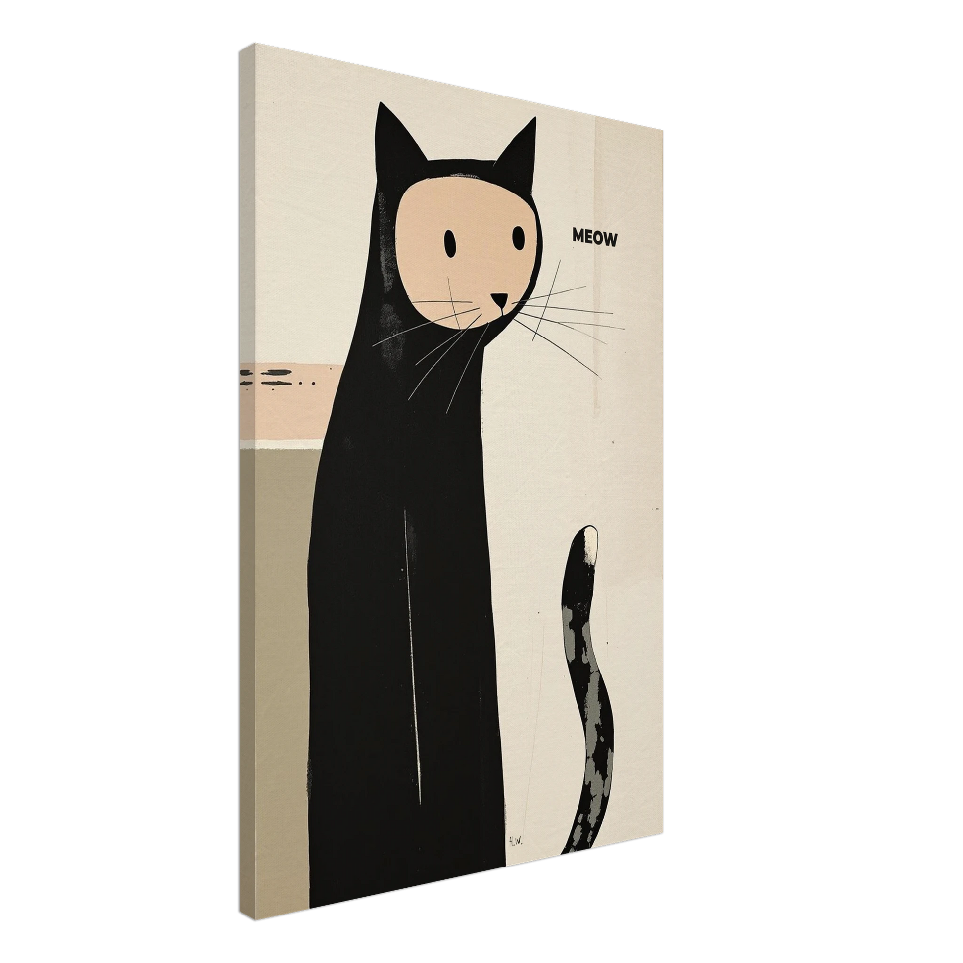 Quirky Modern Cat Art Poster Print 60x90 cm 24x36″ Gallery Wrapped Canvas No Frame