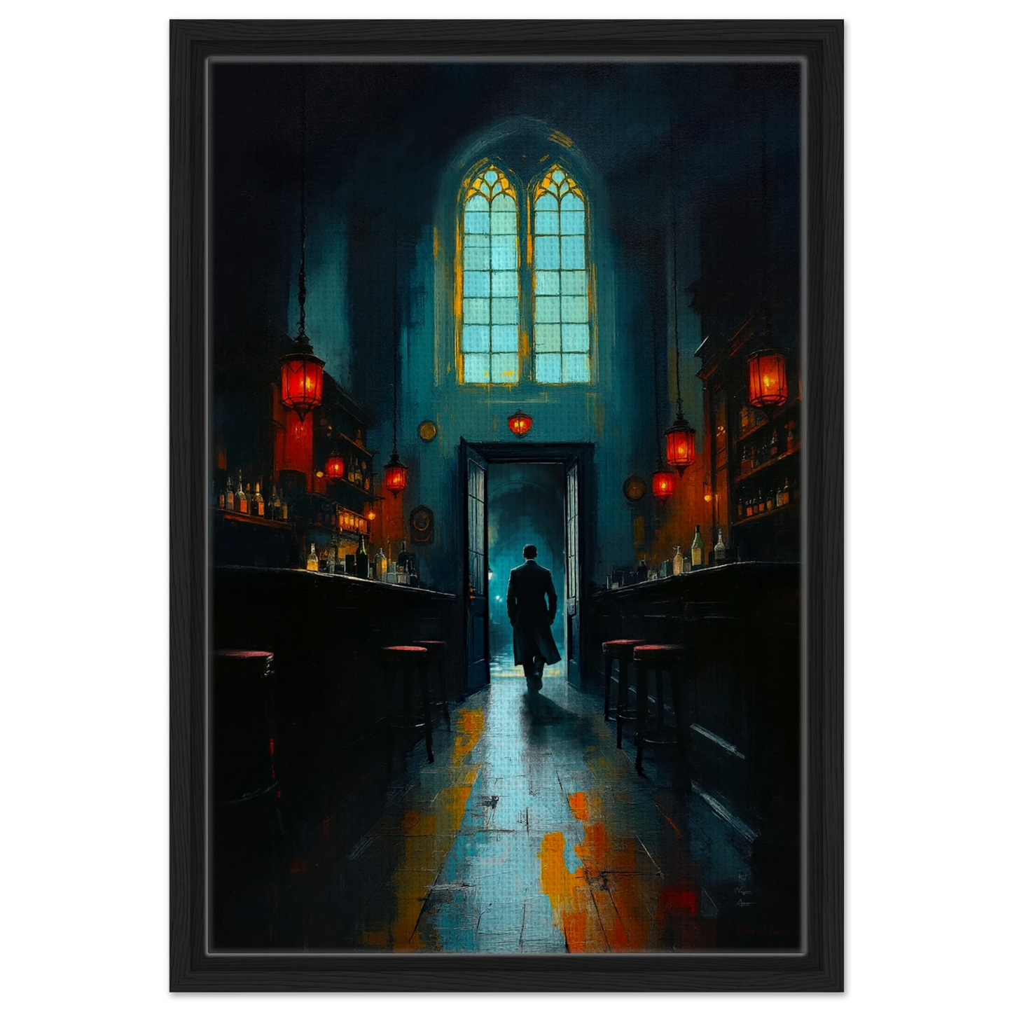 Speakeasy Bootleg Bar Prohibition Art Print Black Wood Frame 40x60 cm 16x24″ Framed Canvas