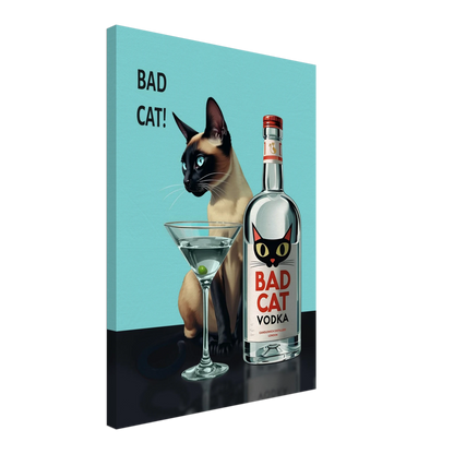 Siamese Cat Retro Martini Cocktail Bar Art Print No Frame 50x70 cm 20x28″ Gallery Wrapped Canvas