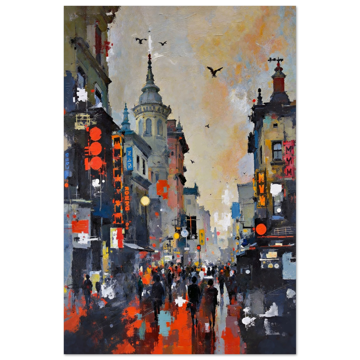 Gothic City Street Art Print - European Cityscape
