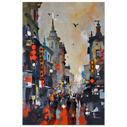 Gothic City Street Art Print - European Cityscape