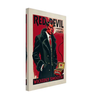 Red Devil 1920s Art Deco Cigar Art Print 30x45 cm 12x18″ Gallery Wrapped Canvas No Frame