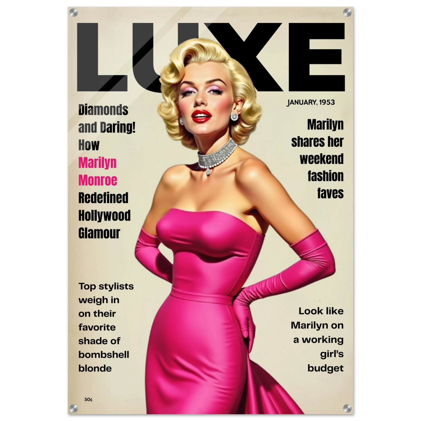 Marilyn Monroe Old Hollywood Art Print No Frame 70x100 cm 28x40″ Sleek Acrylic Print