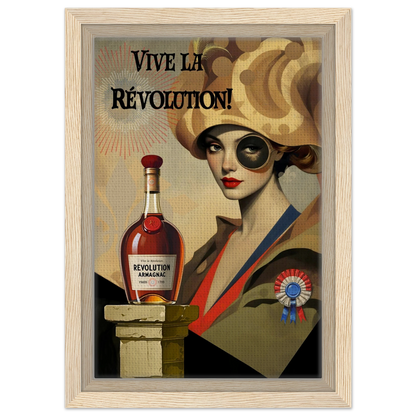 Vintage French Revolution Cognac Art Print Light Wood Frame 20x30 cm 8x12″ Framed Canvas