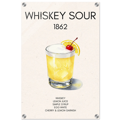 Whiskey Sour Cocktail Bar Art Print No Frame 40x60 cm 16x24″ Sleek Acrylic Print