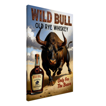 Wild Bull Old West Rye Whiskey Poster Print 60x90 cm 24x36″ Gallery Wrapped Canvas No Frame