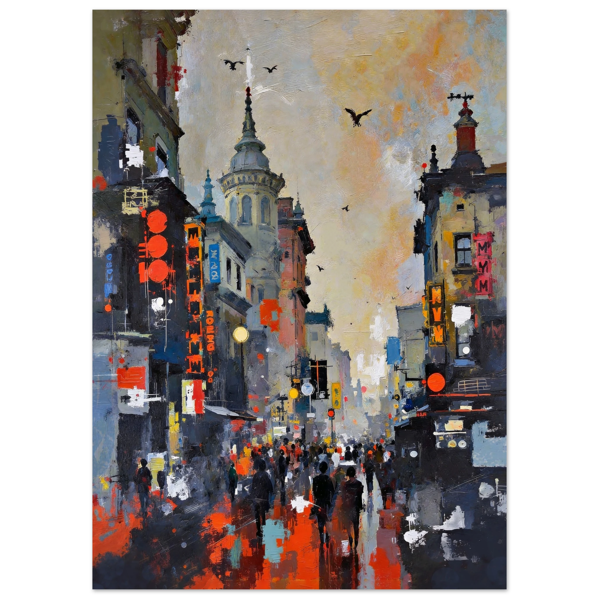 Gothic City Street Art Print - European Cityscape