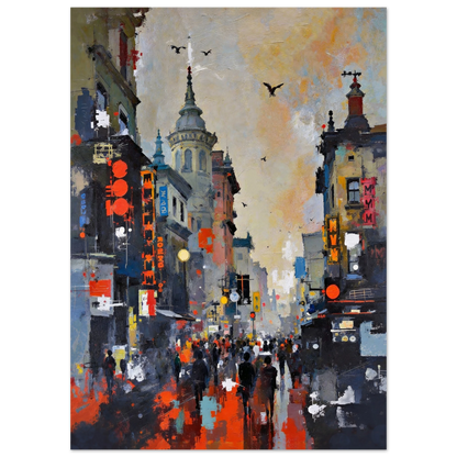 Gothic City Street Art Print - European Cityscape