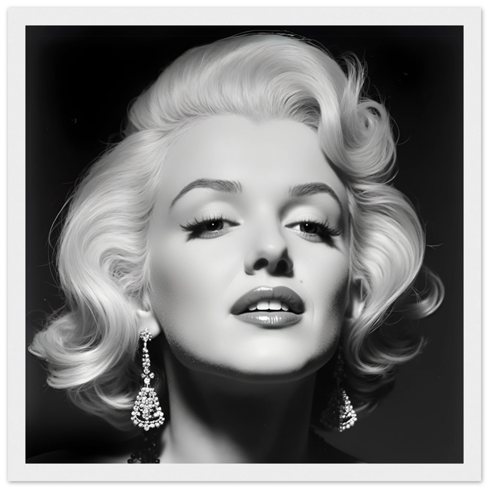Marilynn Monroe Art Print White Wood Frame 30x30 cm 12x12″ Premium Matte Paper Wooden Framed Poster