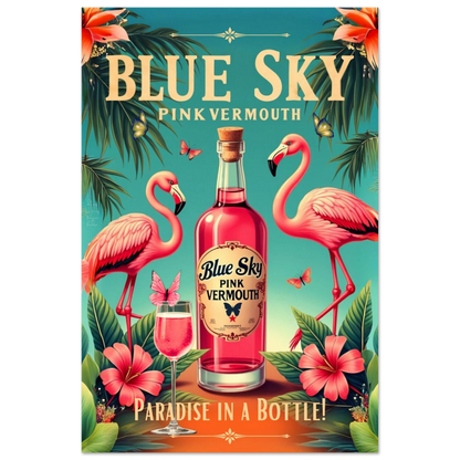 Vintage Pink Flamingo Tiki Bar Art Print 60x90 cm 24x36″ Classic Matte Paper Poster No Frame