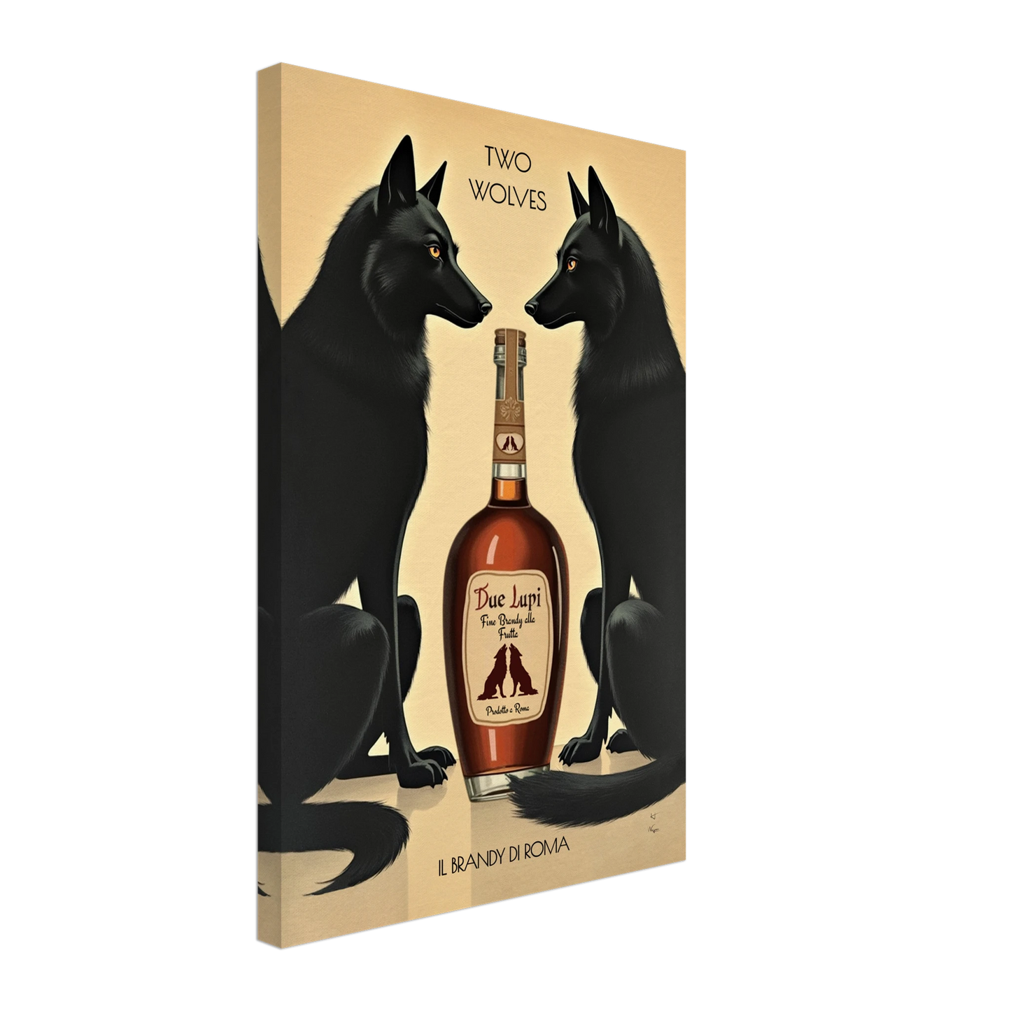 Two Wolves Italian Cocktail Bar Art Print 40x60 cm 16x24″ Gallery Wrapped Canvas No Frame