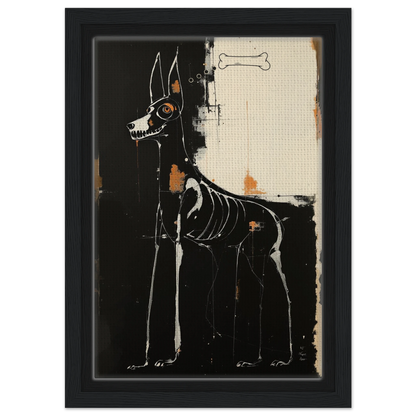 X-ray Skeleton Dog Abstract Art Poster Print 20x30 cm 8x12″ Framed Canvas Black Wood Frame