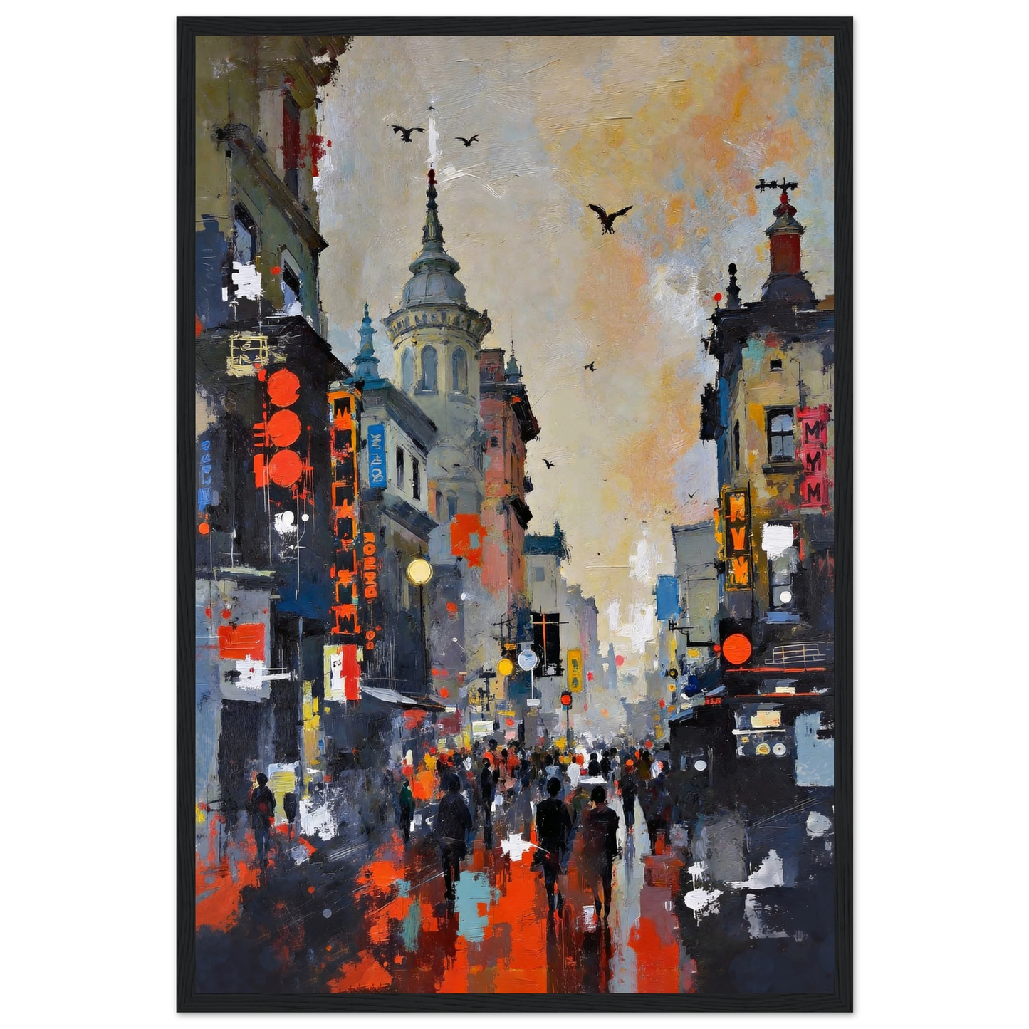 Gothic City Street Art Print - European Cityscape