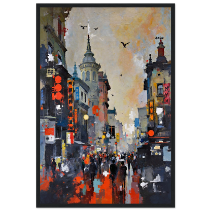 Gothic City Street Art Print - European Cityscape