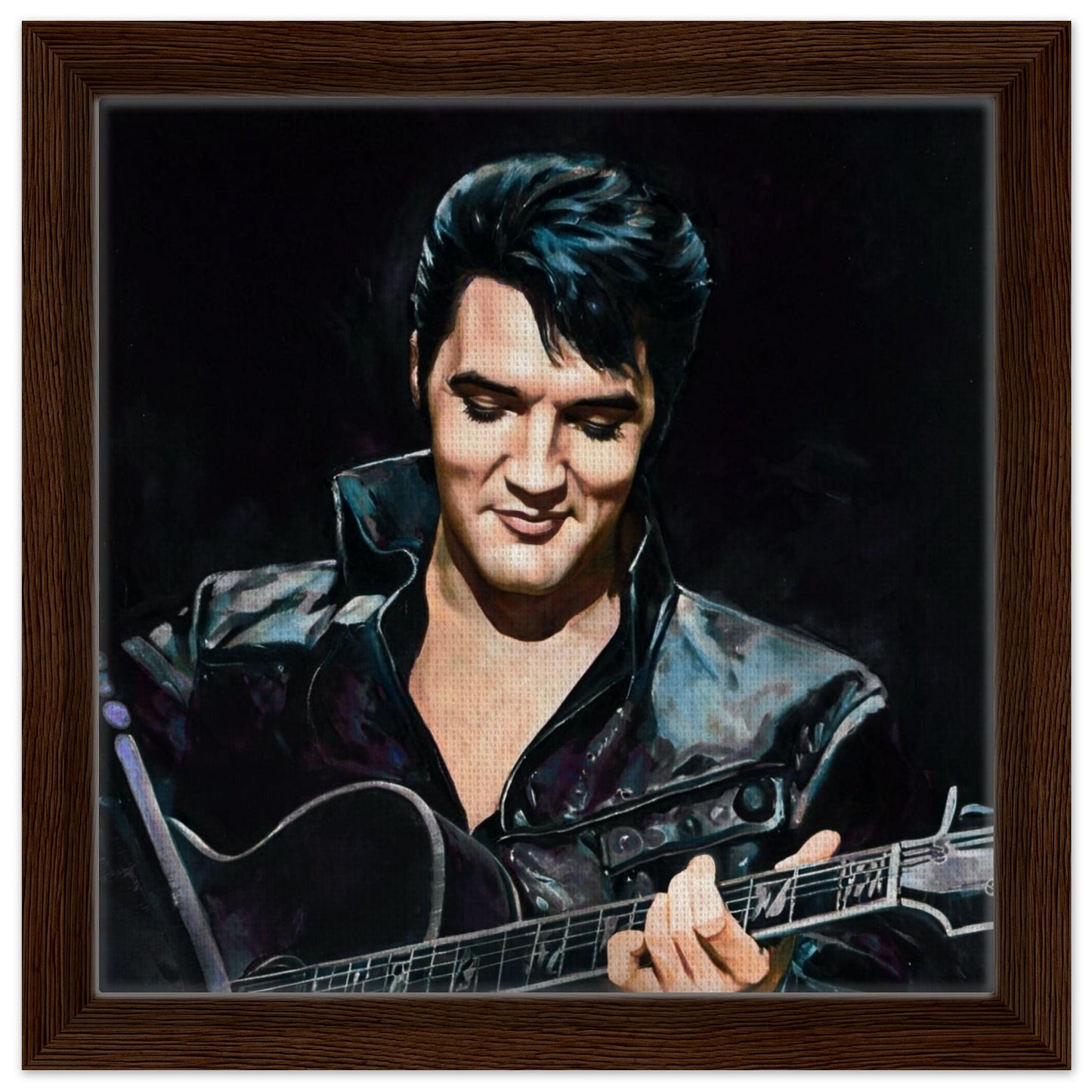 Elvis Presley Comeback Tour Art Print Dark Brown Wood Frame 30x30 cm 12x12″ Framed Canvas