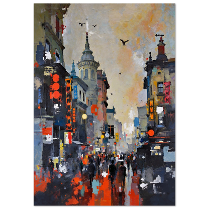 Gothic City Street Art Print - European Cityscape