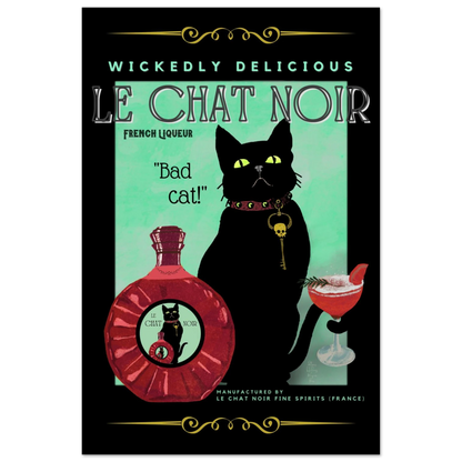 Black Cat Cocktail French Art Deco Print 40x60 cm 16x24″ Premium Matte Paper Poster No Frame