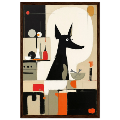Modern Quirky Dog Lover Art Print Dark Brown Wood Frame 30x45 cm 12x18″ Premium Matte Paper Wooden Framed Poster