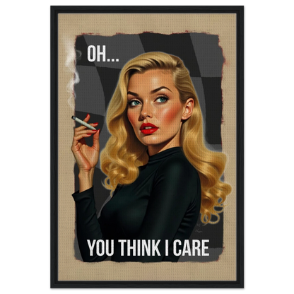 Retro Blonde Bombshell 1960s Funny Quote Art Print Black Wood Frame 60x90 cm 24x36″ Framed Canvas