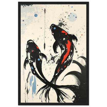 Modern Koi Fish Ocean Art Print 60x90 cm 24x36″ Museum-Quality Matte Framed Poster Black Wood Frame