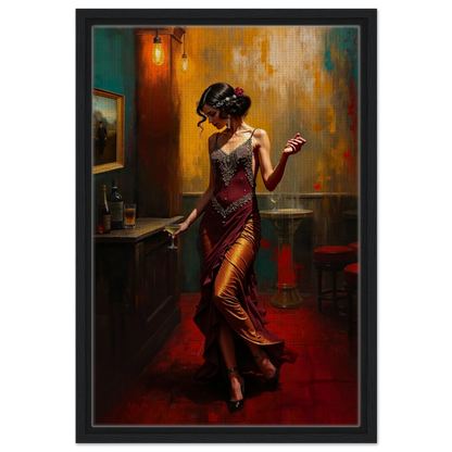 Speakeasy Flapper Art Prohibition Print 40x60 cm 16x24″ Framed Canvas Black Wood Frame