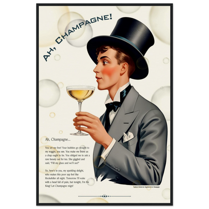 Art Deco Champagne Funny Poem Art Print 60x90 cm 24x36″ Canvas -