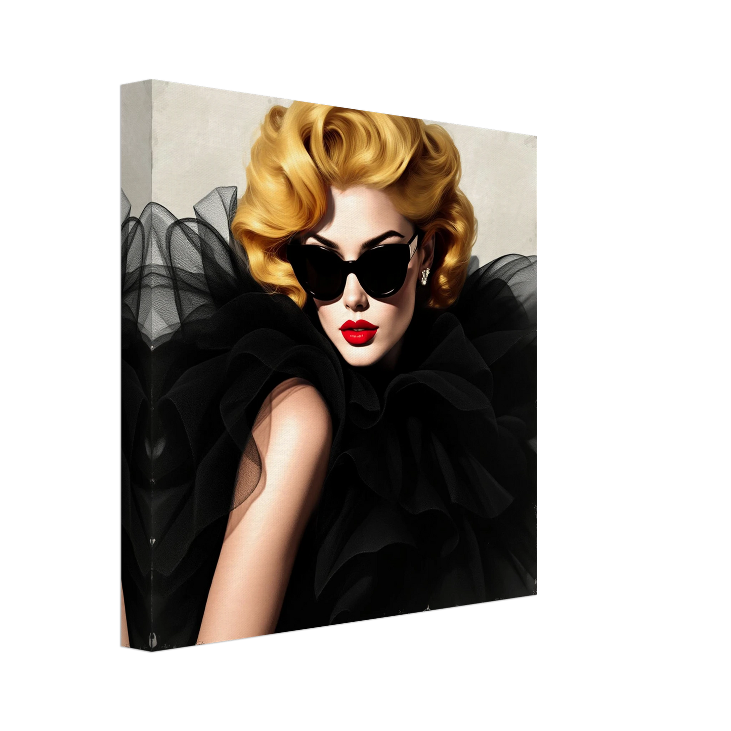 Paris Avant-Garde Retro Fashion Model Art Print 30x30 cm 12x12″ Gallery Wrapped Canvas