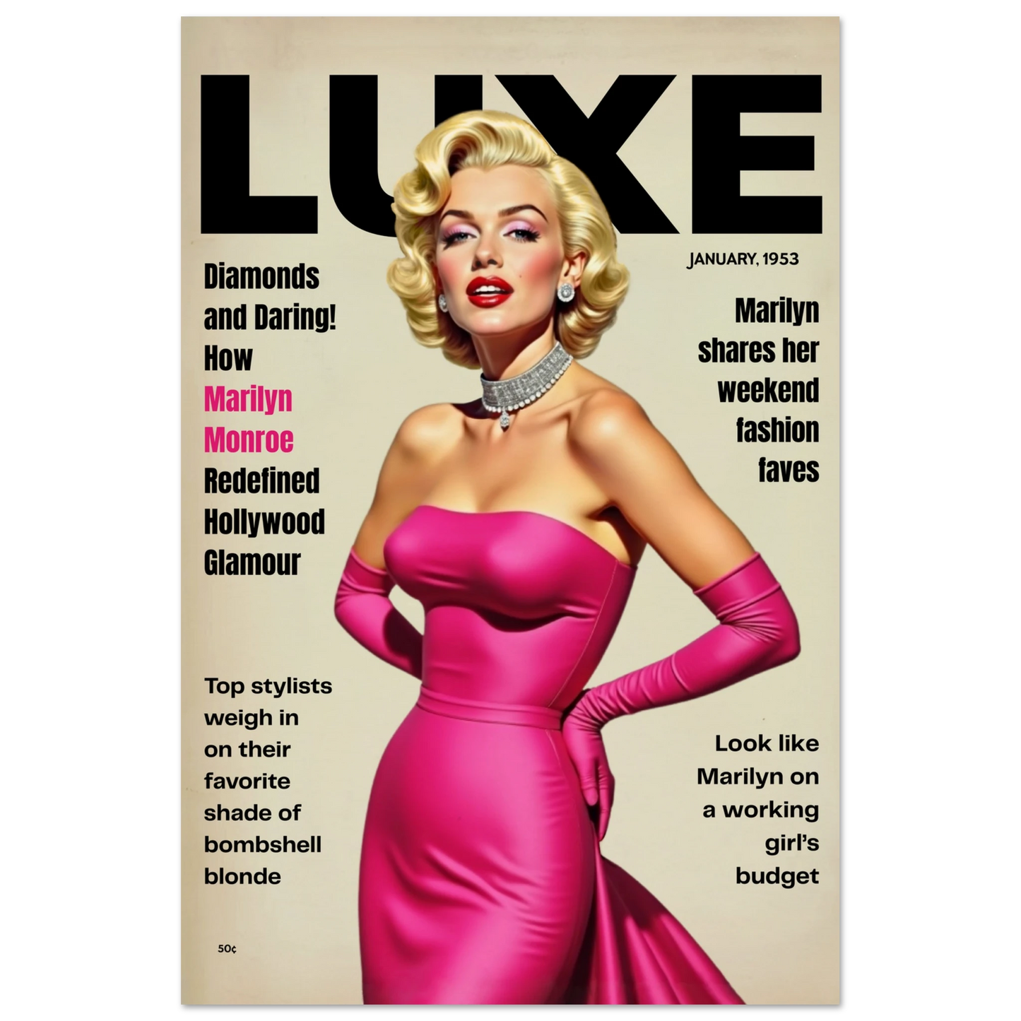 Marilyn Monroe Old Hollywood Art Print No Frame 60x90 cm 24x36″ Museum-Quality Matte Paper Poster