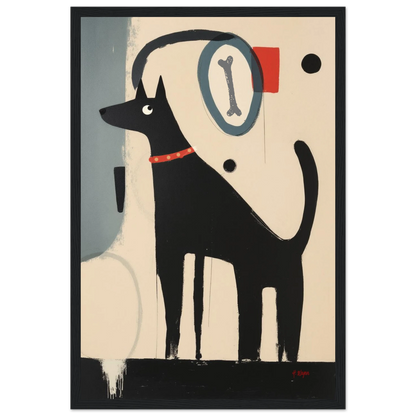 Funny Modern Dog Lover's Art Print 30x45 cm 12x18″ Classic Matte Paper Wooden Framed Poster Black Wood Frame