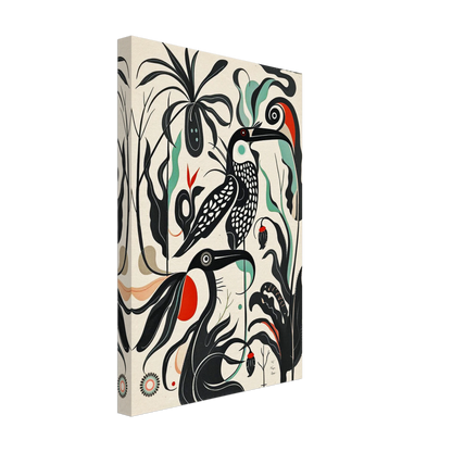 Mid-Century Modern Tropical Bird Art Print No Frame 30x45 cm 12x18″ Gallery Wrapped Canvas